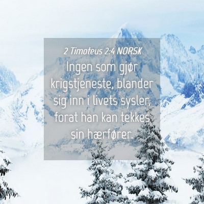 Picture 04 - 2 Timoteus 2:4 NORSK - Ingen som gjør krigstjeneste, blander sig inn i - Bible Verse Picture