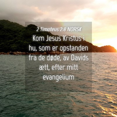 Picture 04 - 2 Timoteus 2:8 NORSK - Kom Jesus Kristus i hu, som er opstanden fra de - Bible Verse Picture