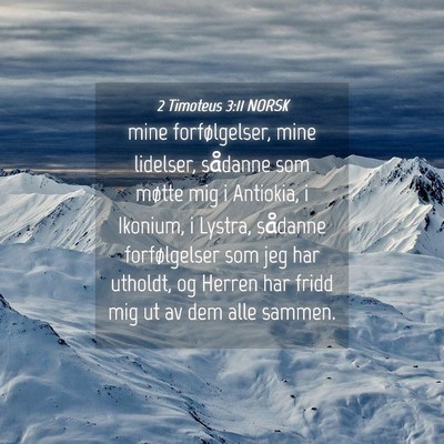 Picture 04 - 2 Timoteus 3:11 NORSK - mine forfølgelser, mine lidelser, sådanne som - Bible Verse Picture