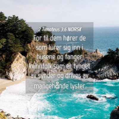 Picture 04 - 2 Timoteus 3:6 NORSK - For til dem hører de som lurer sig inn i husene - Bible Verse Picture