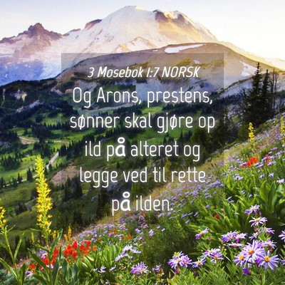 Picture 04 - 3 Mosebok 1:7 NORSK - Og Arons, prestens, sønner skal gjøre op ild - Bible Verse Picture