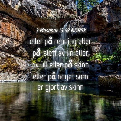 Picture 04 - 3 Mosebok 13:48 NORSK - eller på renning eller på islett av lin eller - Bible Verse Picture