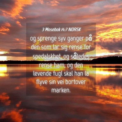 Picture 04 - 3 Mosebok 14:7 NORSK - og sprenge syv ganger på den som lar sig rense - Bible Verse Picture