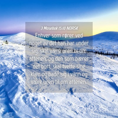 Picture 04 - 3 Mosebok 15:10 NORSK - Enhver som rører ved noget av det han har under - Bible Verse Picture