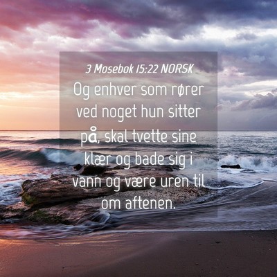 Picture 04 - 3 Mosebok 15:22 NORSK - Og enhver som rører ved noget hun sitter på, - Bible Verse Picture