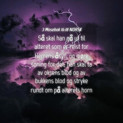 Picture 04 - 3 Mosebok 16:18 NORSK - Så skal han gå ut til alteret som er reist for - Bible Verse Picture
