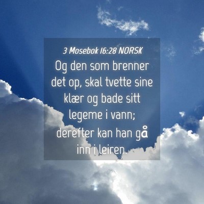 Picture 04 - 3 Mosebok 16:28 NORSK - Og den som brenner det op, skal tvette sine klær - Bible Verse Picture