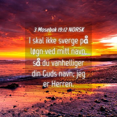 Picture 04 - 3 Mosebok 19:12 NORSK - I skal ikke sverge på løgn ved mitt navn, så - Bible Verse Picture