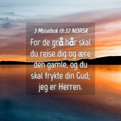 Picture 04 - 3 Mosebok 19:32 NORSK - For de grå hår skal du reise dig og ære den - Bible Verse Picture