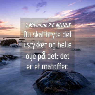 Picture 04 - 3 Mosebok 2:6 NORSK - Du skal bryte det i stykker og helle olje på - Bible Verse Picture