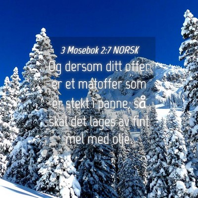 Picture 04 - 3 Mosebok 2:7 NORSK - Og dersom ditt offer er et matoffer som er stekt - Bible Verse Picture