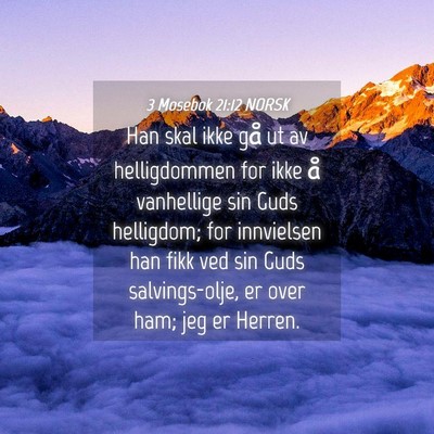 Picture 04 - 3 Mosebok 21:12 NORSK - Han skal ikke gå ut av helligdommen for ikke å - Bible Verse Picture