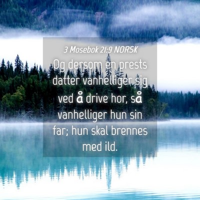 Picture 04 - 3 Mosebok 21:9 NORSK - Og dersom en prests datter vanhelliger sig ved å - Bible Verse Picture