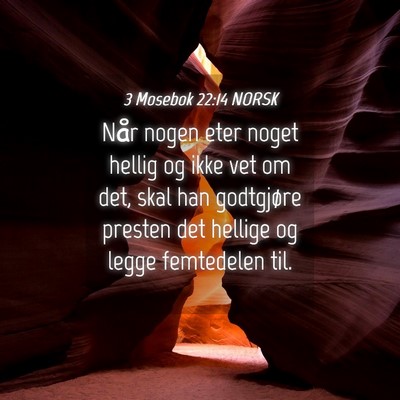 Picture 04 - 3 Mosebok 22:14 NORSK - Når nogen eter noget hellig og ikke vet om det, - Bible Verse Picture