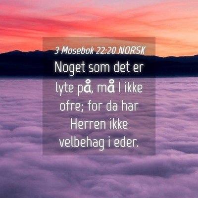 Picture 04 - 3 Mosebok 22:20 NORSK - Noget som det er lyte på, må I ikke ofre; for - Bible Verse Picture