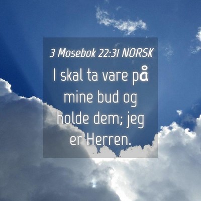 Picture 04 - 3 Mosebok 22:31 NORSK - I skal ta vare på mine bud og holde dem; jeg er - Bible Verse Picture