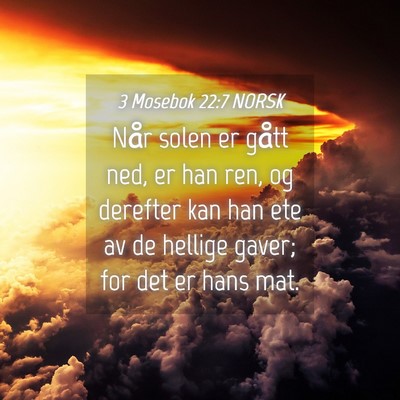 Picture 04 - 3 Mosebok 22:7 NORSK - Når solen er gått ned, er han ren, og derefter - Bible Verse Picture
