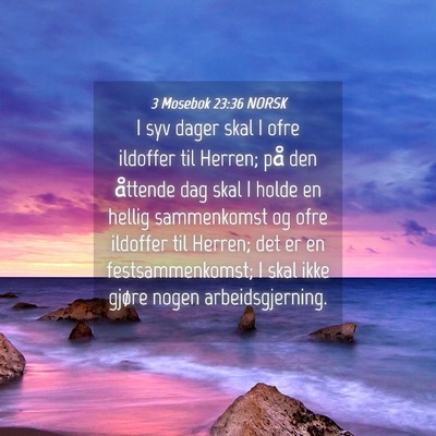 Picture 04 - 3 Mosebok 23:36 NORSK - I syv dager skal I ofre ildoffer til Herren; på - Bible Verse Picture