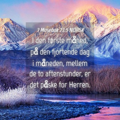 Picture 04 - 3 Mosebok 23:5 NORSK - I den første måned, på den fjortende dag i - Bible Verse Picture