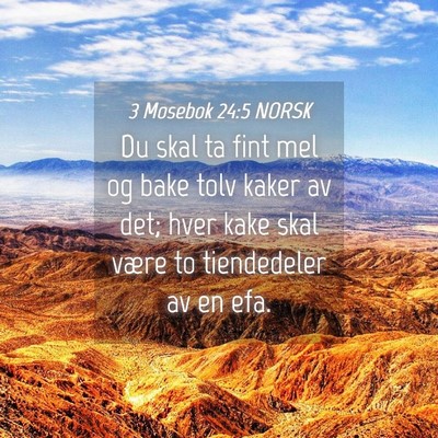 Picture 04 - 3 Mosebok 24:5 NORSK - Du skal ta fint mel og bake tolv kaker av det; - Bible Verse Picture