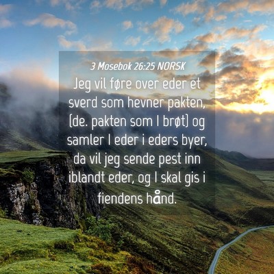 Picture 04 - 3 Mosebok 26:25 NORSK - Jeg vil føre over eder et sverd som hevner - Bible Verse Picture