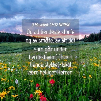 Picture 04 - 3 Mosebok 27:32 NORSK - Og all tiende av storfe og av småfe, av alt det - Bible Verse Picture