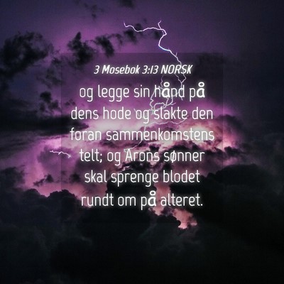 Picture 04 - 3 Mosebok 3:13 NORSK - og legge sin hånd på dens hode og slakte den - Bible Verse Picture