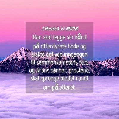 Picture 04 - 3 Mosebok 3:2 NORSK - Han skal legge sin hånd på offerdyrets hode og - Bible Verse Picture