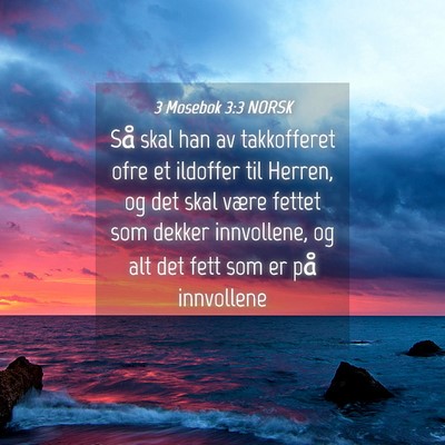 Picture 04 - 3 Mosebok 3:3 NORSK - Så skal han av takkofferet ofre et ildoffer til - Bible Verse Picture