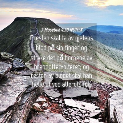 Picture 04 - 3 Mosebok 4:30 NORSK - Presten skal ta av gjetens blod på sin finger og - Bible Verse Picture