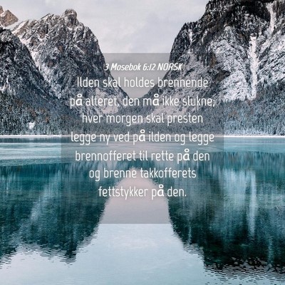 Picture 04 - 3 Mosebok 6:12 NORSK - Ilden skal holdes brennende på alteret, den må - Bible Verse Picture