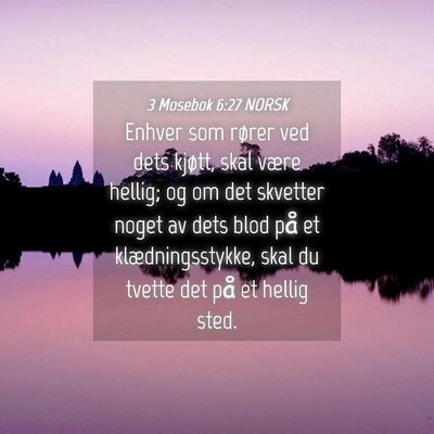 Picture 04 - 3 Mosebok 6:27 NORSK - Enhver som rører ved dets kjøtt, skal være - Bible Verse Picture