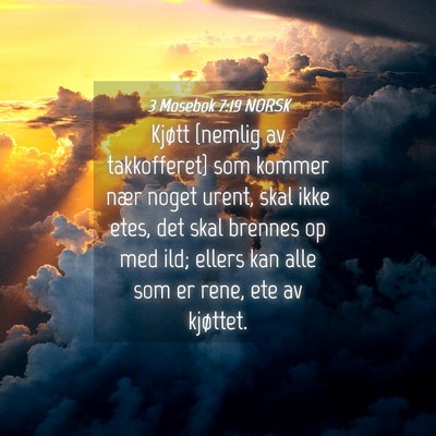 Picture 04 - 3 Mosebok 7:19 NORSK - Kjøtt {nemlig av takkofferet} som kommer nær - Bible Verse Picture