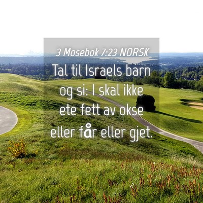 Picture 04 - 3 Mosebok 7:23 NORSK - Tal til Israels barn og si: I skal ikke ete fett - Bible Verse Picture