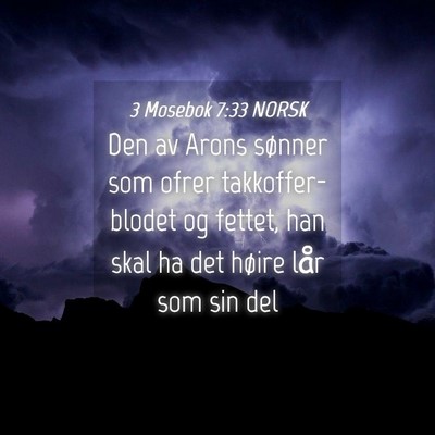 Picture 04 - 3 Mosebok 7:33 NORSK - Den av Arons sønner som ofrer takkoffer-blodet - Bible Verse Picture