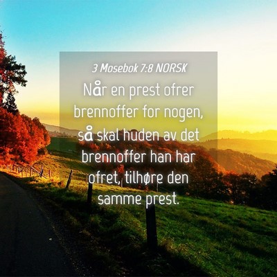 Picture 04 - 3 Mosebok 7:8 NORSK - Når en prest ofrer brennoffer for nogen, så - Bible Verse Picture