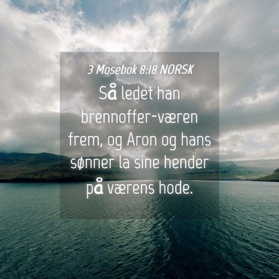 Picture 04 - 3 Mosebok 8:18 NORSK - Så ledet han brennoffer-væren frem, og Aron og - Bible Verse Picture