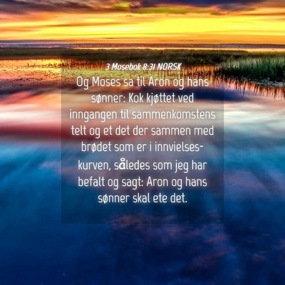 Picture 04 - 3 Mosebok 8:31 NORSK - Og Moses sa til Aron og hans sønner: Kok - Bible Verse Picture
