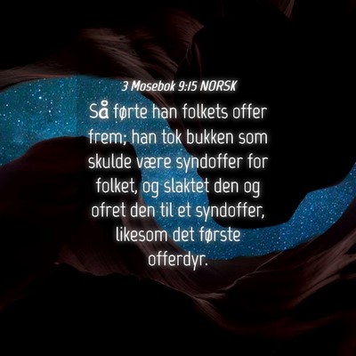 Picture 04 - 3 Mosebok 9:15 NORSK - Så førte han folkets offer frem; han tok bukken - Bible Verse Picture
