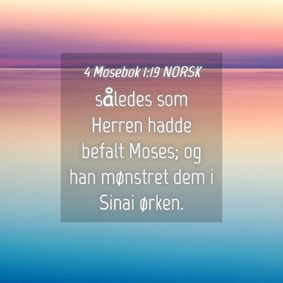 Picture 04 - 4 Mosebok 1:19 NORSK - således som Herren hadde befalt Moses; og han - Bible Verse Picture