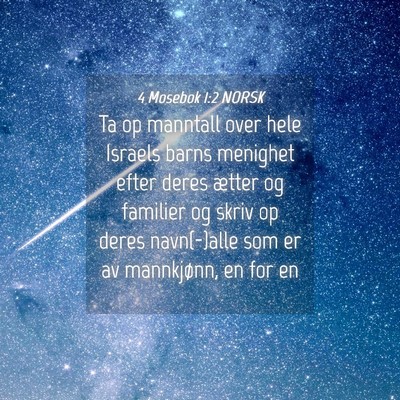 Picture 04 - 4 Mosebok 1:2 NORSK - Ta op manntall over hele Israels barns menighet - Bible Verse Picture