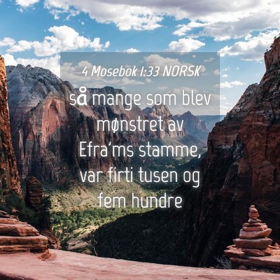 Picture 04 - 4 Mosebok 1:33 NORSK - så mange som blev mønstret av Efra'ms stamme, - Bible Verse Picture