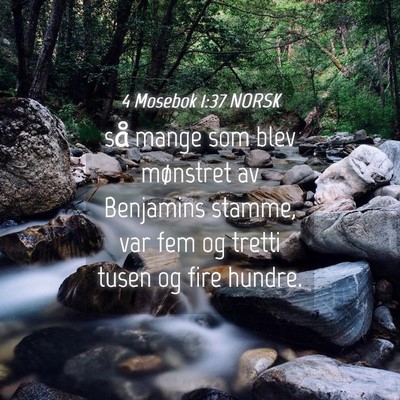 Picture 04 - 4 Mosebok 1:37 NORSK - så mange som blev mønstret av Benjamins stamme, - Bible Verse Picture