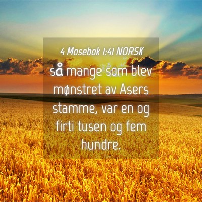 Picture 04 - 4 Mosebok 1:41 NORSK - så mange som blev mønstret av Asers stamme, var - Bible Verse Picture
