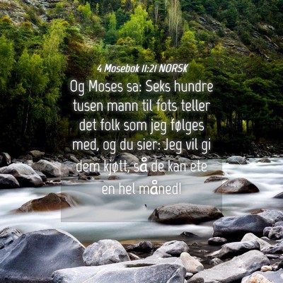 Picture 04 - 4 Mosebok 11:21 NORSK - Og Moses sa: Seks hundre tusen mann til fots - Bible Verse Picture