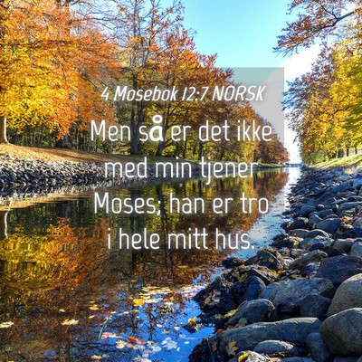 Picture 04 - 4 Mosebok 12:7 NORSK - Men så er det ikke med min tjener Moses; han er - Bible Verse Picture