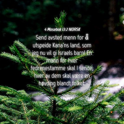 Picture 04 - 4 Mosebok 13:2 NORSK - Send avsted menn for å utspeide Kana'ns land, - Bible Verse Picture