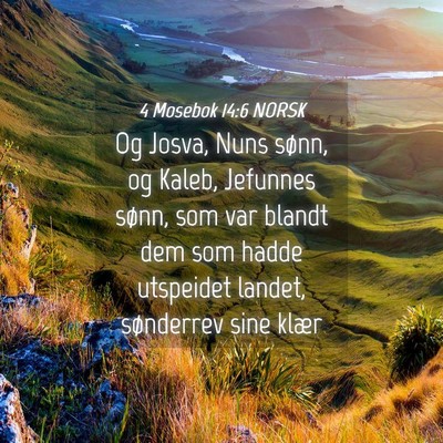 Picture 04 - 4 Mosebok 14:6 NORSK - Og Josva, Nuns sønn, og Kaleb, Jefunnes sønn, - Bible Verse Picture