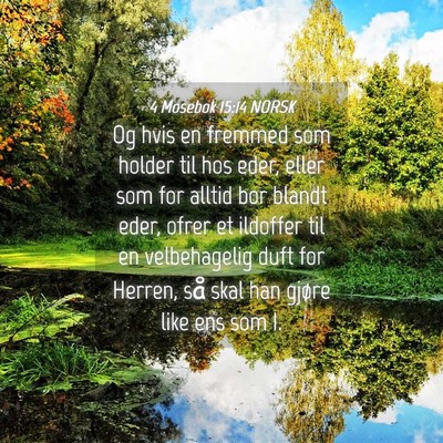 Picture 04 - 4 Mosebok 15:14 NORSK - Og hvis en fremmed som holder til hos eder, eller - Bible Verse Picture