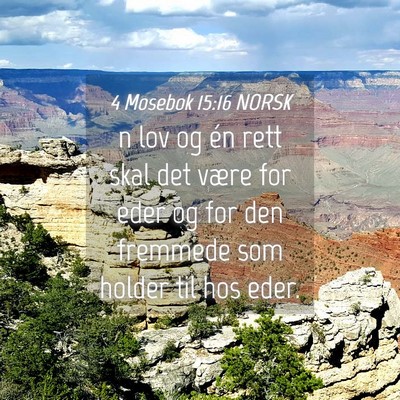 Picture 04 - 4 Mosebok 15:16 NORSK - n lov og én rett skal det være for eder og for - Bible Verse Picture
